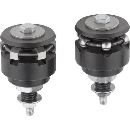 Kipp Centring Clamp Form:B Hex, D=86, 5, D1=M16, D4=M10, Steel 1.2842 Hardened, Black Oxide, Comp:Steel K0644.0208708